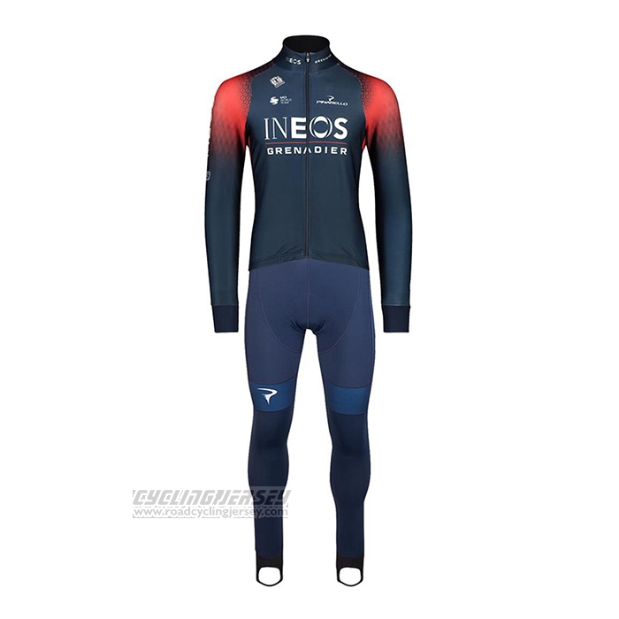 2022 Cycling Jersey Ineos Grenadiers Dark Blue Long Sleeve and Bib Short